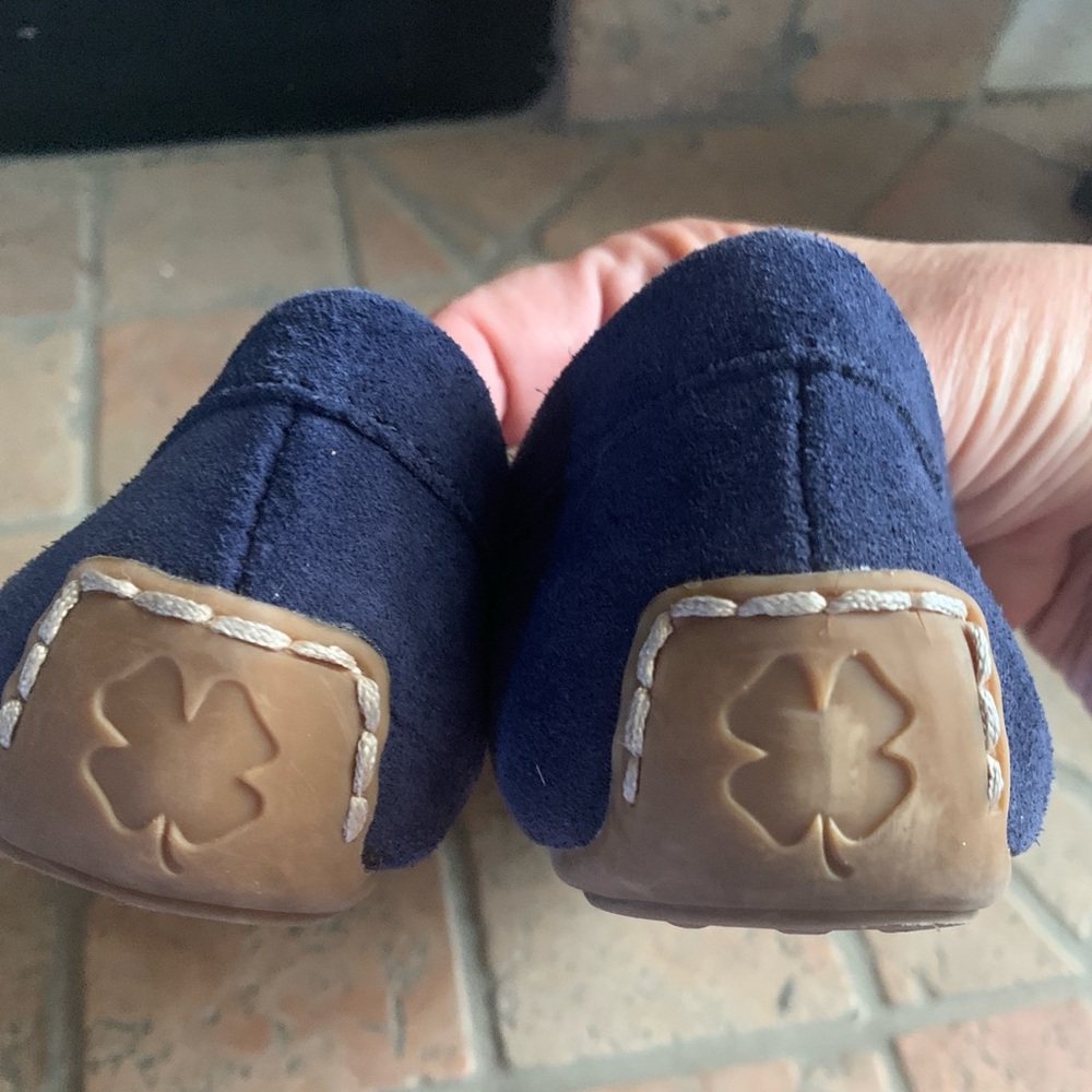 Lucky Brand Aimee Blue Suede Moccasins with Tan Accents - Picture 5 of 10